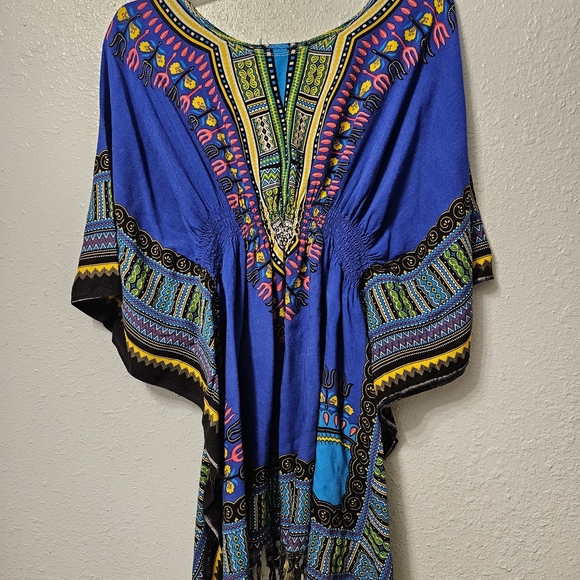 Vibrant Blue Patterned Kaftan - Picture 1 of 2